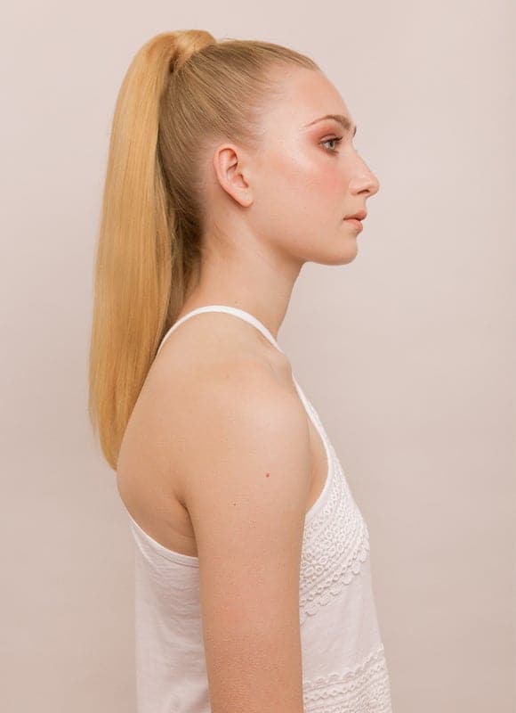 16 Inch Clip In Ponytail Extension #16 Light Golden Blonde