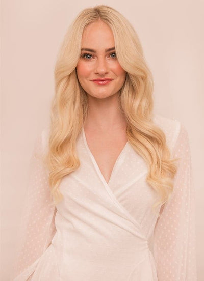 18 inch naadloze clip-in haarextensies #60 lichtblond