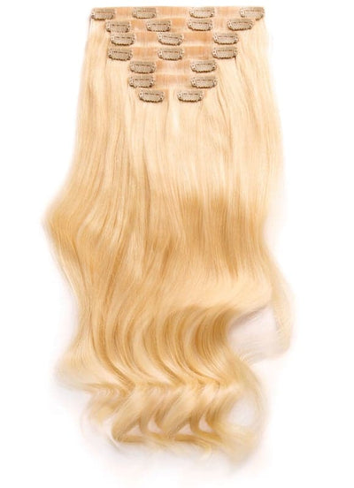 18 inch naadloze clip-in haarextensies #60 lichtblond